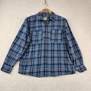 Marmot Mountain Works Shirt Men's Medium Blue Plaid Doran Midweight Flannel